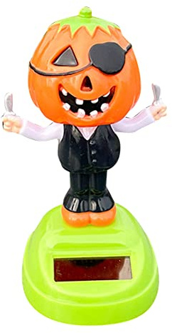 Solar Wackelfiguren für Auto,Asudaro Solarbetriebenes Spielzeug Dekofigur Halloween Solar Auto Dekor Ornamente Kürbis Figuren Für Auto Armaturenbrett Ornamente Halloween Party Requisiten Tischdeko # 2
