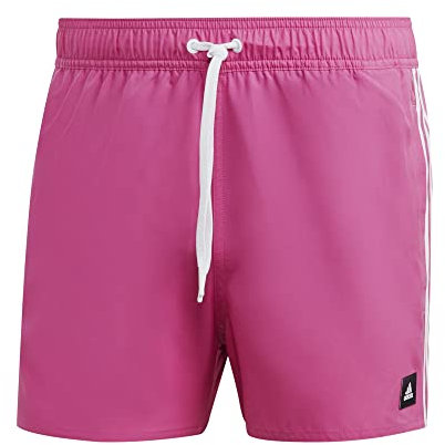 adidas Uomo 3-Stripes CLX Very-Short-Length Swim Shorts, Lucid Fuchsia/White, M