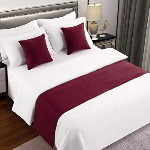 AMBERIS Cadre de lit Rouge, Imitation de Lin écharpe de lit décorative Durable pour la Maison et l'hôtel (Housses de Coussin vendues séparément)