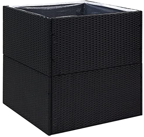vidaXL Pflanzkübel Schwarz 80x80x80 cm Poly Rattan