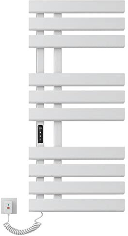 Elektrischer Badheizkörper Handtuchheizkörper Elektrisch 500x1100mm 380W Thermostat LCD Touch Anzeige,Anthrazit,IP45 Wasserdicht Heizkörper Energiesparender - White||Down Left Line