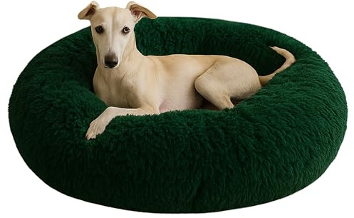Grand Filippo Fluffy Hundebett mit waschbarem Bezug 80 cm - Handgefertigt Hundebett Flauschig - Hundekissen Flauschig - Katzenbett Maschinenwaschbar - Rund Katzenbett Grün