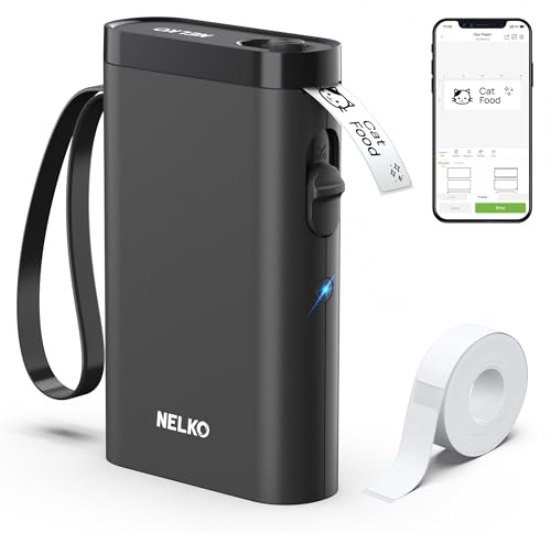 Nelko Label Maker Machine with Tape, P21 Bluetooth Label Printer, Wireless Mini Label Makers with Multiple Templates for School Office Home, Black