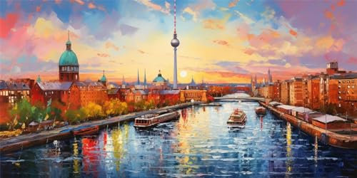 Diamond Painting Berliner Stadt 5d Diamant Painting Bilder Erwachsene Groß, Full Drill Diamond Art Mosaic Bastelset Kinder DIY Diamant Kunst Malerei Stickerei Set für Home Wand Decor 36 X 71 Zoll z55