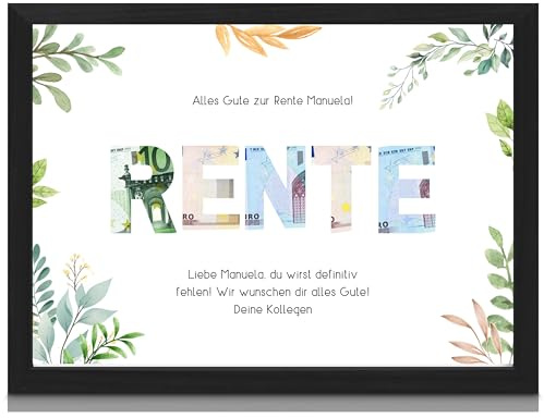 Milaboo® personalisiertes Geldgeschenk Rente I besonderes Poster Geschenk mit ausgestanzten Motiven