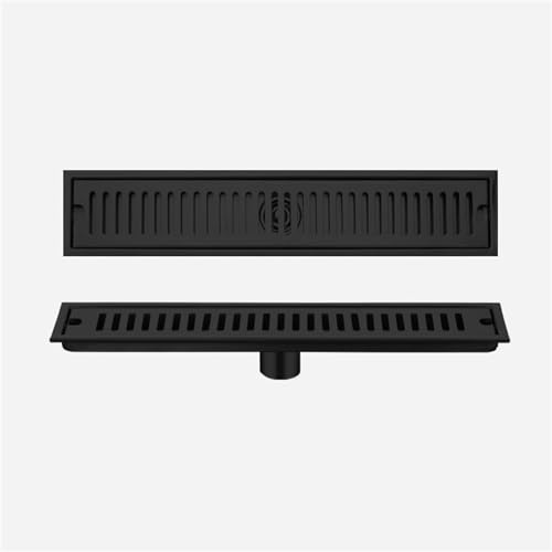 Rectangular Desagüe de Ducha Lineal Profesional Desagüe Lineal de Acero Inoxidable 304, Desagüe Lineal Desagüe De Suelo Cubierta extraíble,Drenaje Rectangular(Size:10x50cm,Color:Negro)