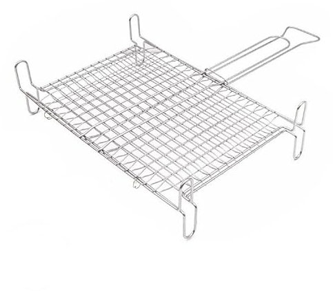 EMPOTEC Griglia per Cottura Barbecue BBQ 27x27 cm Graticola Incrociata in Acciaio Inox Ottima qualità con Piedini