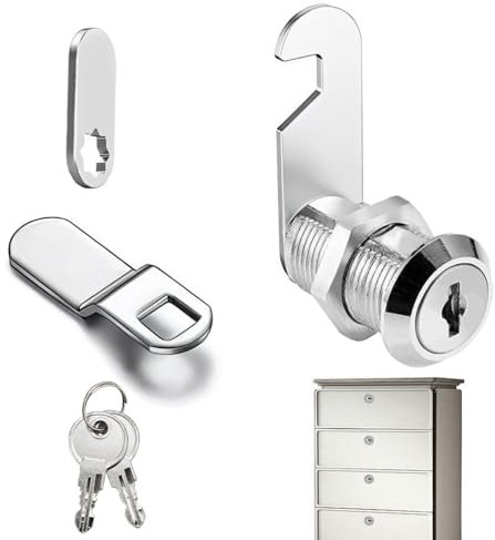 Letterbox Lock 25mm Security Mailbox Lock Cabinet Cam Lock Letter Post Box Lock with 2 Keys Silver Replacement Thread Security Cylinder Cam Lock Barrel Set for Post Box for Letterboxes, Cabinet Doors