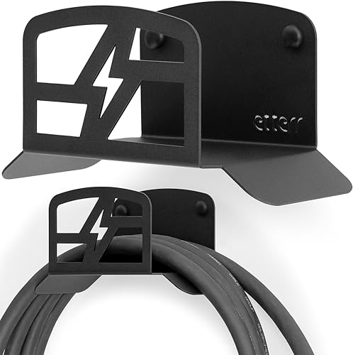 Electric Car Charger Holder, Base, Wall Hook, Hose, Charger Batteries, EV, Cable Organizer, Motorcycle Accessories (Black)