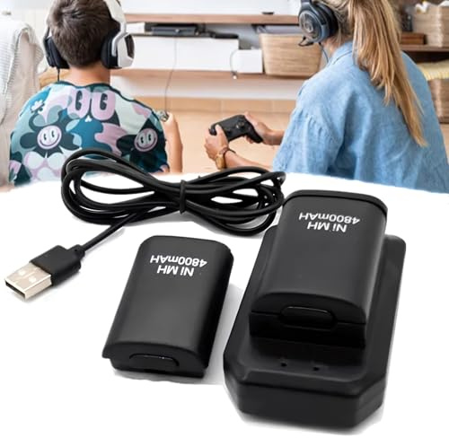 Qivine 2X 4800mAh Bateria Mando Xbox, Recargables Batería del Controlador con Cable USB, Paquete de Baterías de Repuesto con Cable de Carga