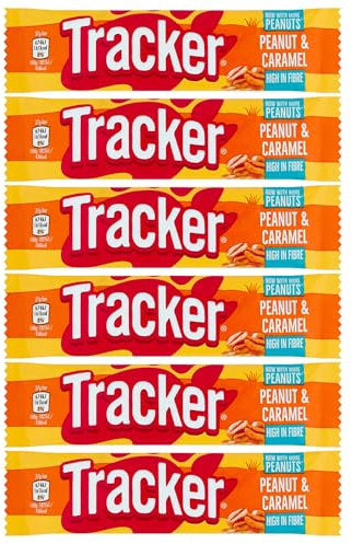 Tracker Chocolate Peanut Caramel Bar 37g Pack of 6 Vegeterian Toffee Cereal Oats Roasted Nuts Nutrition Protein High in Fibre Healthy Snack with Welari Thank You Card | (6pack) (222g)