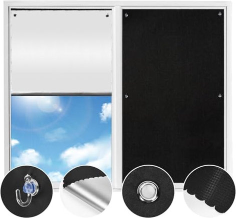 ZOYIZEN Dachfenster Rollo Verdunkelungsrollo 38x75cm, 300D Wasserdichtem Oxford-Gewebe, Kein Locher, Saugnapf, Sonnenschutz Dachfenster Rollo Verdunkelungsrollo