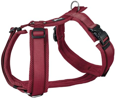 Petlando Hundegeschirr gepolstert, Mesh Y-Comfort, weich, stufenlos verstellbar, besonders leicht & atmungsaktiv, fellschonend, ergonomisch, Brustgeschirr für große Hunde, Bordeaux, L