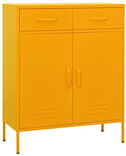 Buzaza Lagerschrank Senfgelb Stahlschrank 80x35x101,5 cm Stahl Ordnerschrank