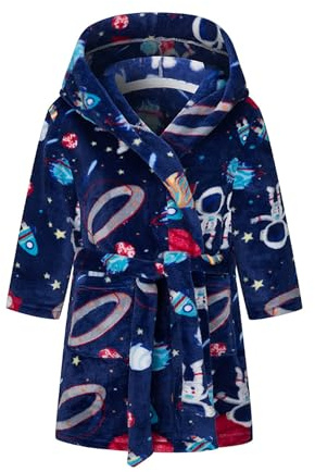 NautySaurs Boys Dressing Gown Girls Bathrobes Soft and Warm Children's Hooded Flannel Fleece Robe for Kids