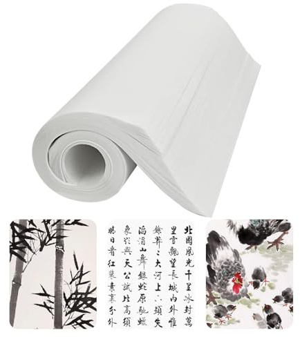Hugwish 120pcs carta di riso xuan carta xuan paper rice paper 35 x 25cm per Calligrafia cinese, pittura cinese, Pittura, disegno (Carta Xuan metà cruda e metà matura)