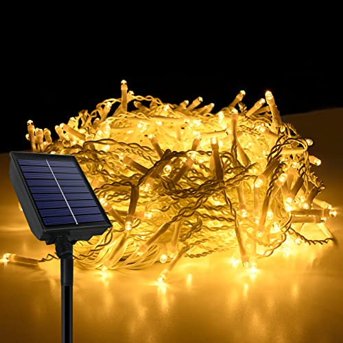 FIVMEN Solar Lichterkette Aussen 10 m 400 LED Solarlichterkette Lichtervorhang Außen Wetterfest Wasserdicht IP44 mit Solarpanel & USB Weihnachtsdeko Weihnachten Beleuchtung Outdoor Warmweiß