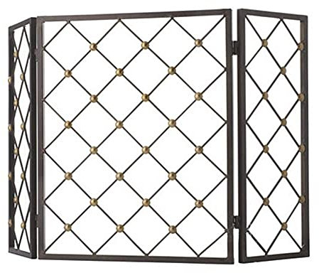 Fireplace Screen Guard, Metall-Kaminschutzgitter mit Gitterdesign, einteiliger Feuerschutz für Baby-Haustier-sicheres, schmiedeeisernes Tor, 3-faches Holzofen-Zubehör