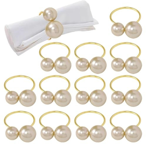 Lot De 12 Ronds De Serviette En Perles, Ronds De Serviette Élés, Articles De Décoration De Table, Adaptés À La Maison, À L'Hôtel, Au Restaurant, Au Bar
