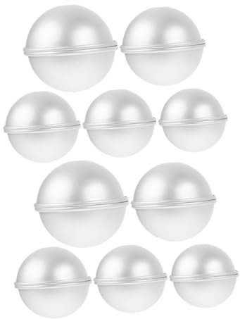 Cabilock 5pairs Aluminium Alloy Baking Molds Cake DIY Molds Bath Ball Crafting Supplies Baking Tool for Kitchen Cheesecake Mould