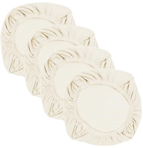 Yikko Elastic Stretch Spandex Coprisedili lavabili per sedie da ufficio, sala da pranzo, bar, decorazione per feste di matrimonio (4, beige)