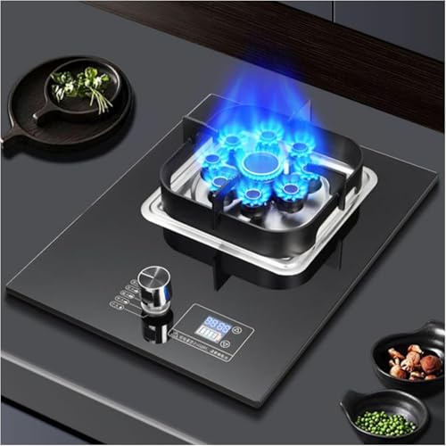 Gaziniere Gaz 5,2 KW, Cuisinière À Gaz À Neuf Cavités, Minuterie À Feu Élevé, Support De Casserole En Fonte Et Verre Trempé, Avec Protection Anti-extinction Et Minuterie(NG)