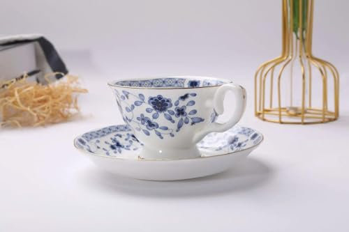 LIUXIN Tazas de café Taza de Porcelana China Taza de café y Platos de Estilo inglés Taza de café de Porcelana China Europea Juego de Tazas de té con Flores Regalo Creativo