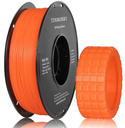 TINMORRY TPU Filament 1.75 mm, TPU 95A Flexibles 3D Drucker Filament mit glänzender Oberfläche, Geeignet für die meisten FDM-3D-Drucker, 1kg Spule (2.2 lbs), Feuerschutz Orange