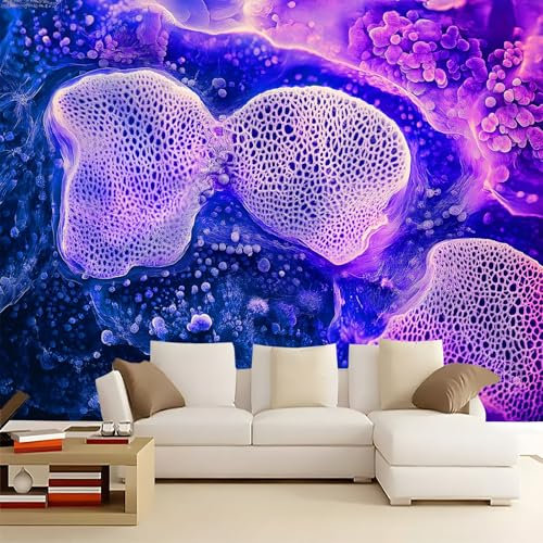 Fototapete Lila Zellstruktur 200x140 cm 3D Vliestapete Wandbild, Mustertapete Moderne Wandtapete, Wohnzimmer Schlafzimmer Kinderzimmer Büro Flur Wanddeko