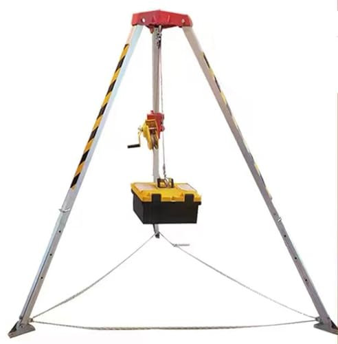 Dreibein-Flaschenzugsystem, Aluminium-Rettungsstativ 1800LBS-Windensatz für Energietechnik/Baustellen/Brandbekämpfung, Sicherheits-Selbstverriegelungs-Hebevorrichtung mit Absturzsicherung