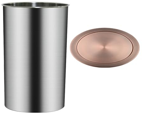 Pattumiera sospesa in Acciaio Inox da Incasso, pattumiera Rotonda da Cucina con Coperchio Basculante, Coperchio per Scarico rifiuti da Incasso per scrivania, Ufficio e casa, Rame