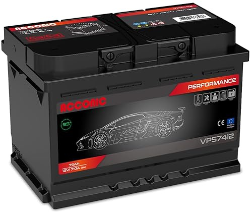Acconic VP57412 Performance 75Ah Autobatterie ersetzt 70Ah 74Ah 77Ah (278x175x190mm)