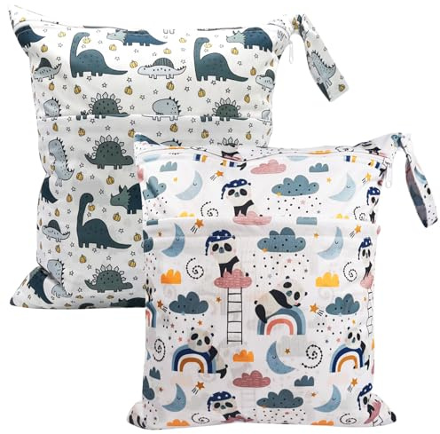 MOLENCO Sac à Couches Lavables, Wetbag à Fermeture Eclair Imperméable(B) | Sac Maillot de Bain Mouillé avec Poignée, Réutilisable Pochette Humide et Sèche pour Couches de Bébé, Natation, Voyage, Plage