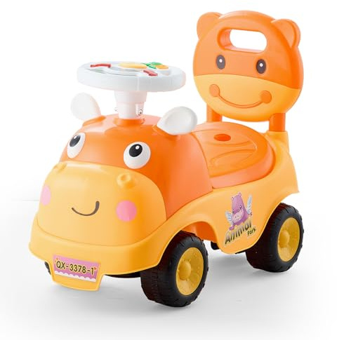 VEVOR Porteur Auto Enfants 19 à 36 Mois, Voiture à Pousser pour Tout-Petits, Capacité 22 kg, avec Klaxon et Musique, Rangement sous Siège, Développement Musculaire et Équilibre, pour Garçons, Filles