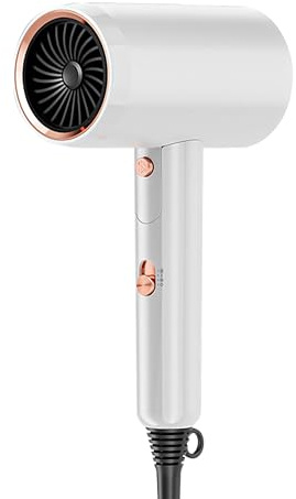 Fällbar, 2 000 W bärbar hårtork med diffusor och jonteknik – tyst resehårtork med kall luftfunktion, 3 värmenivåer, vikbar och endast 600 g för salongresultat hemma och på vägen (vit)