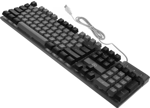 DOITOOL Clavier de Jeu Filaire 104 Touches Abs Noir Rétroéclairage | Câble 1, 4m, Touches Suspendues, Course Modérée, Support Pliant, Frappe Fiable et Facile à Utiliser