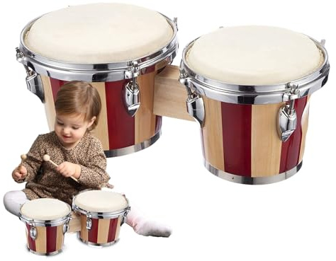 Holzbongos Pädagogisches Musik-Percussion-Instrument aus Holz | Bongos aus Holz hergestellt für Percussion Kinder, Erwachsene, Anfänger, Schüler, Musikliebhaber, Musikpädagogik