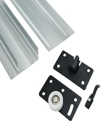 Slot-Free Wardrobe and Cabinet Sliding Door Track Guide Rails, with Wheels Wardrobe Sliding Door Track, Top and Bottom(250cm/8.2ft)
