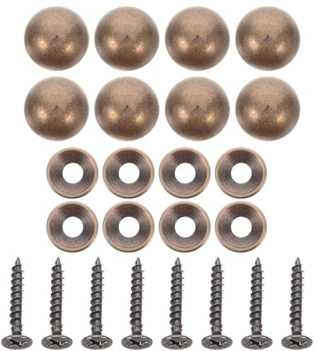 8 Satz Messing Retro Spiegelschrauben mit Dekorativer Abdeckung | Selbstschneidend, für Möbelbeschläge und Spiegelrahmen, Elegante Oberfläche, Verdecktes Design