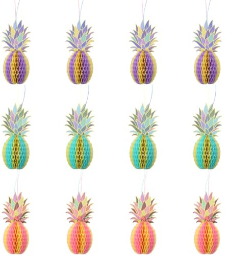 Ipetboom 12 Stück Hängende Ananas Wabenbälle Partydeko Tropische Hawaiianische Tischdekoration für Sommer und Hawaii Partys