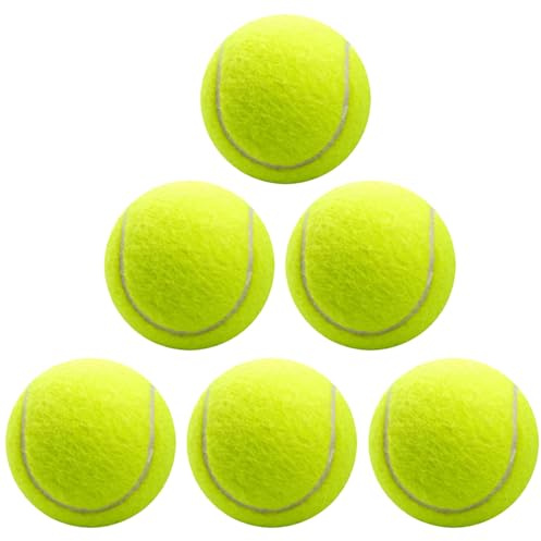 Leseogye 6 Stück Tennisbälle, Sports Training Tennis, Elastic Tennis Ball, Trainingsbälle mit Filz für Hohe Sichtbarkeit für Teenager, Tennisbeginner für Unterricht, Ballmaschinen