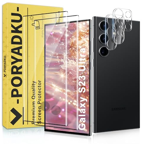 2+2 Stück Für Samsung Galaxy S23 Ultra 5G Panzer Schutz Glas Folie Schutzfolie Glas+ Kamera Schutzfolie, Fingerabdruck-ID Unterstützen, 9H Härte, HD Clear Displayschutz Schutzfolie Glas