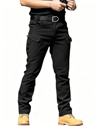 DUOLUVA Pantalon Militaire Homme Tactique Pants for Men Cargo (X7) Noir M