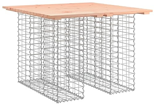 Fisinber Table de jardin gabion 100 x 102 x 72 cm en bois massif Douglas