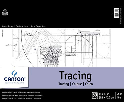 Canson Foundation Series Tracing Pad, 14” x 17”, Fold-over Cover, 50 Sheets (100510962)