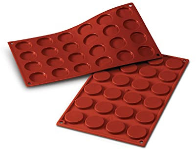 silikomart | SF030 Moule en silicone pour monoportions florentines, antiadhésif, 24 monoportions, paquet de 1 Moule à gâteau, Ø 35 h 5 mm, Made in Italy, Marron