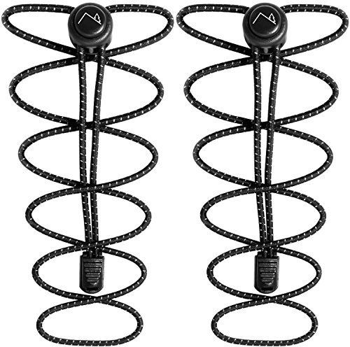 CampTeck U6602 Schnürsenkel mit Schnellverschluss, Elastische Schnürsenkel mit Schnellschnürsystem - Schwarz - 1 Paar