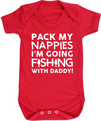 Hippowarehouse Pack my nappies I'm going fishing with daddy baby vest bodysuit (short sleeve) boys girls