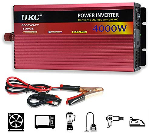 LIMEID Onduleur 2500W/ 3000W/ 4000W, Convertisseur De Tension DC 12V / 24V à AC 220V / 230V Convertisseur, Transformateur De Tension, pour Voiture, Camping, Voyage,4000W-24V