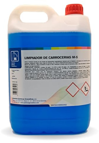 IQG Champú Limpiador de Coches M-5 con detergente para la limpieza y desengrase de carrocerías de coches, camiones, autobuses, motos, toldos, autocaravanas, etc. No daña pegatinas y vinilos.